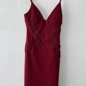 A maroon mini dress